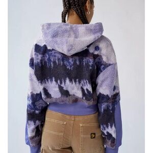 BDG Urban Outfitters Cropped Fleece Zip Hoodie – Purple Tie-Dye